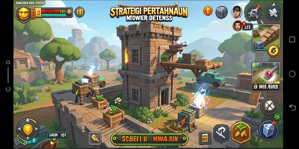 Tampilan mendebarkan dari gameplay Tower Defense 555F.