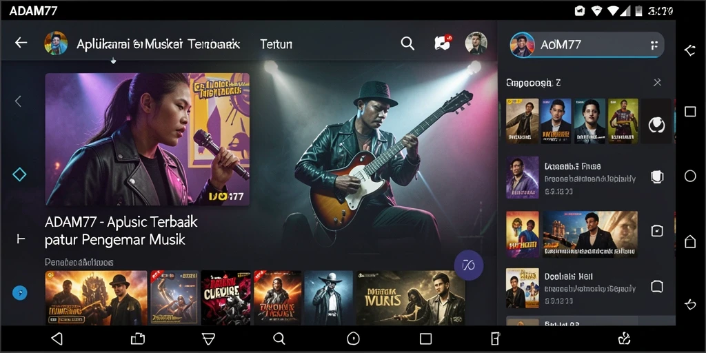 Screenshot gameplay ADAM77 menampilkan antarmuka permainan musik yang menarik.