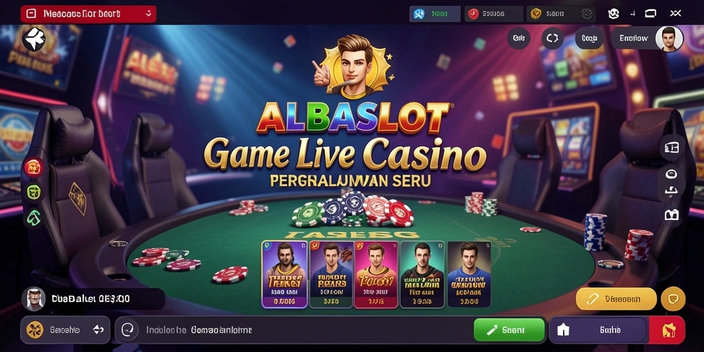 Screenshot gameplay ALBASLOT menampilkan dealer profesional dan suasana permainan Live Casino.