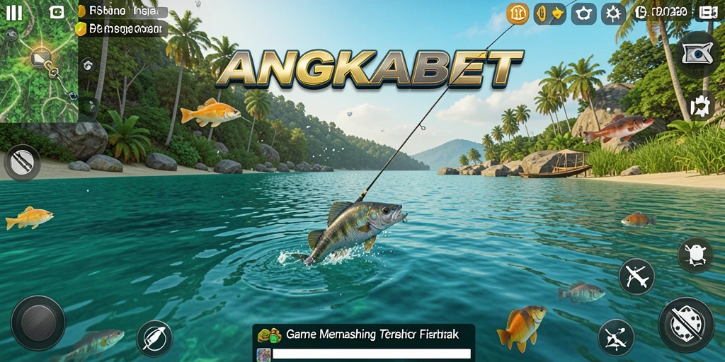 Screenshot gameplay <strong>ANGKABET</strong> menunjukkan keseruan memancing yang mendebarkan.