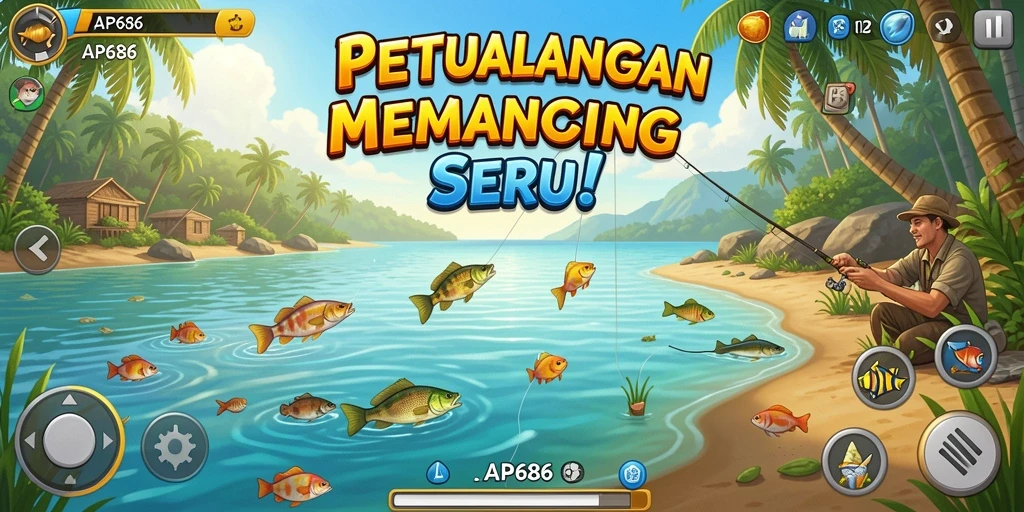 Screenshot menampilkan aksi memancing seru di AP686.