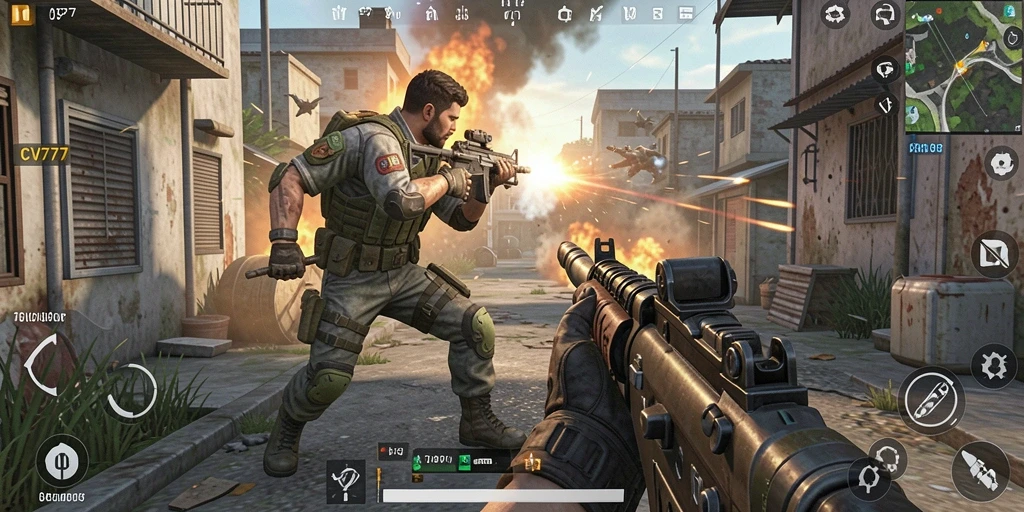 Screenshot utama menampilkan momen seru perang FPS di CV777.
