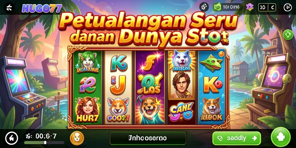Tampilan menarik dari gameplay Slot HUGO77 yang penuh warna.