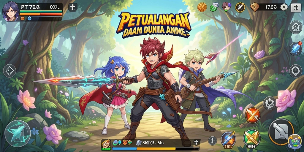 Gameplay PT707 yang menampilkan karakter Anime yang berwarna-warni.