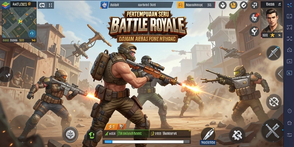 Screenshot utama dari gameplay seru RATU303 dalam arena Battle Royale.