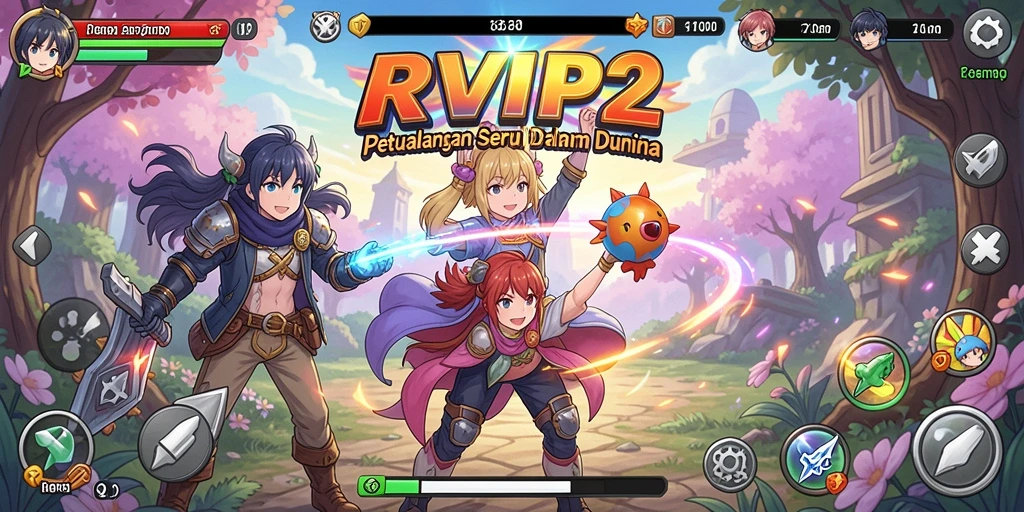 Tangkapan layar gameplay <strong>RVIP2</strong> menampilkan aksi pertarungan seru karakter Anime.