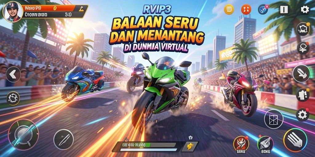Gameplay balapan yang mendebarkan dan penuh tantangan.