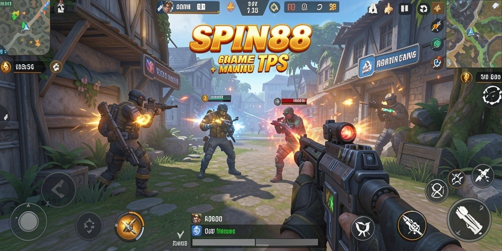 Gameplay SPIN88 menampilkan aksi seru dalam pertempuran TPS.