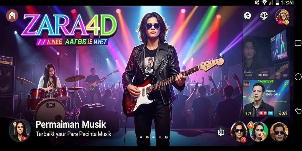 Screenshot utama ZARA4D yang menampilkan gameplay interaktif musik.