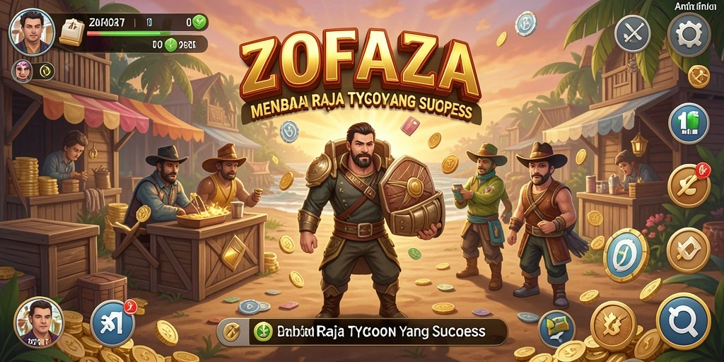 Tampilan gameplay ZOFAZA dalam pembangunan kerajaan Tycoon.