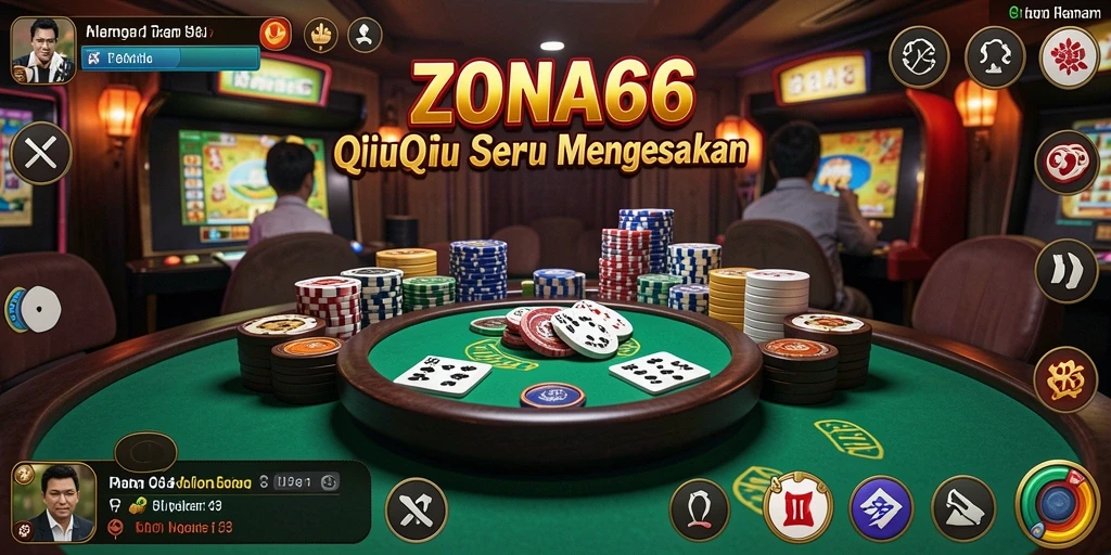 Tampilan gameplay ZONA66 dengan kartu QiuQiu yang seru.